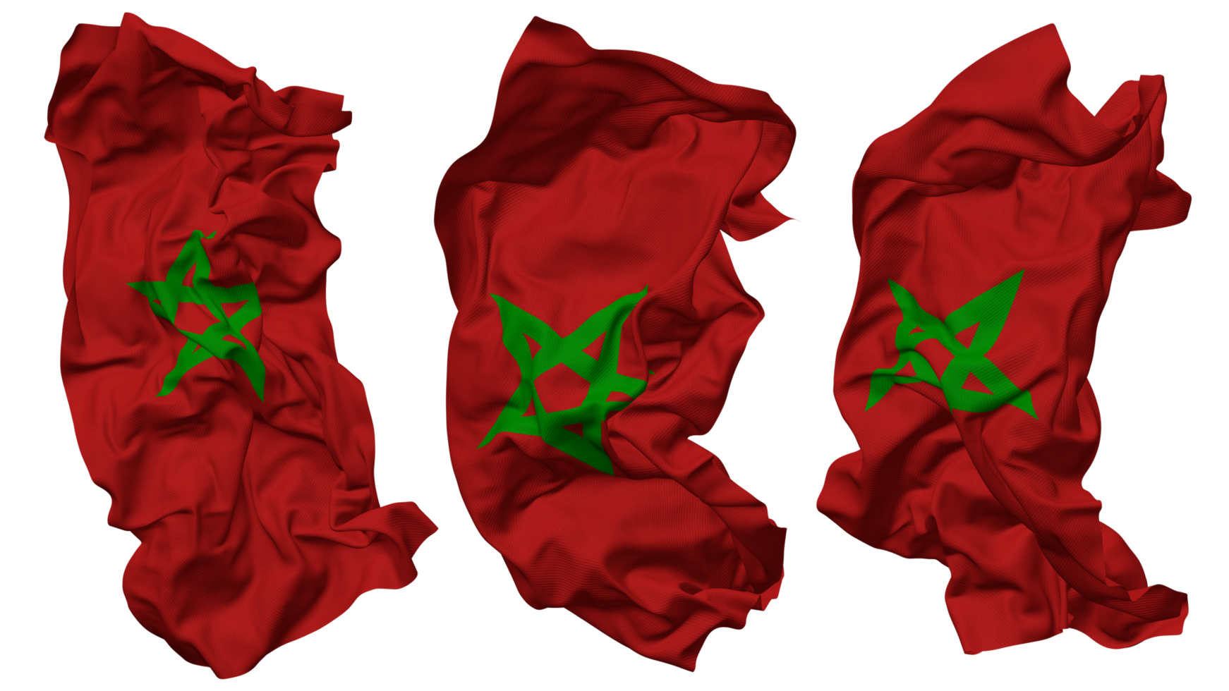 Kingdom of Morocco Flag Waves Isolated in Different Styles with Bump Texture, 3D Rendering png