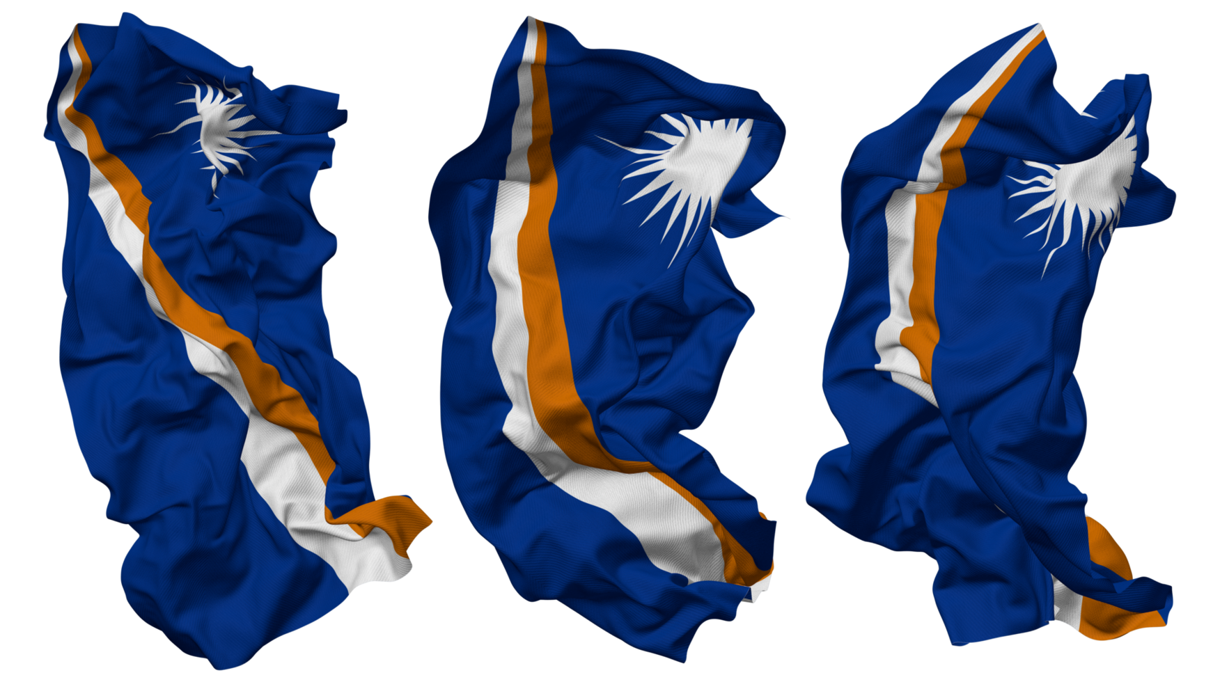 Marshall Islands Flag Waves Isolated in Different Styles with Bump Texture, 3D Rendering png