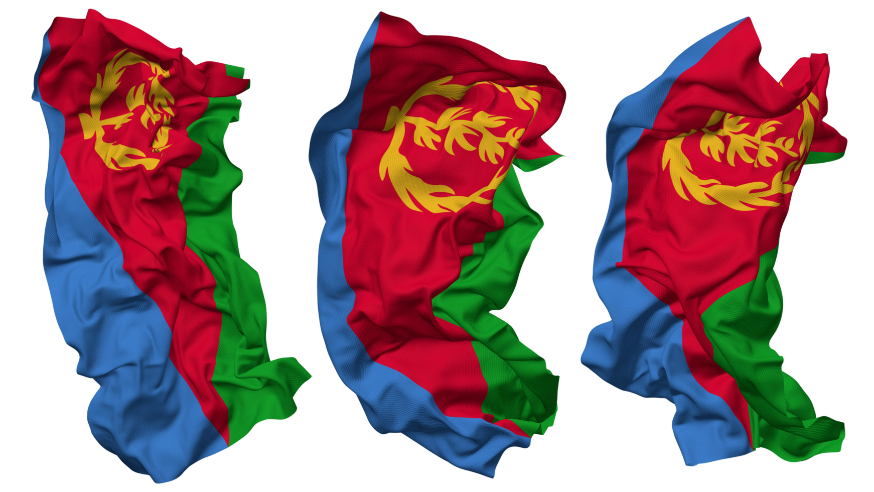 Eritrea Flag Waves Isolated in Different Styles with Bump Texture, 3D Rendering png