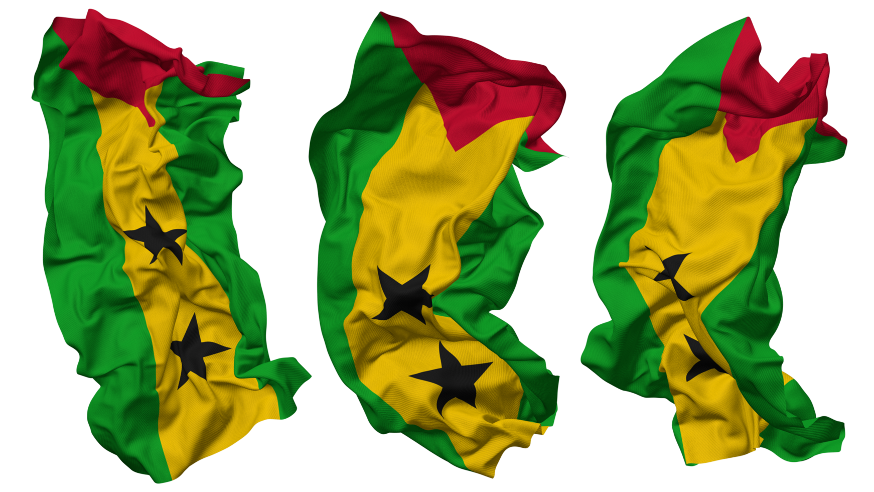 Sao Tome and Principe Flag Waves Isolated in Different Styles with Bump Texture, 3D Rendering png