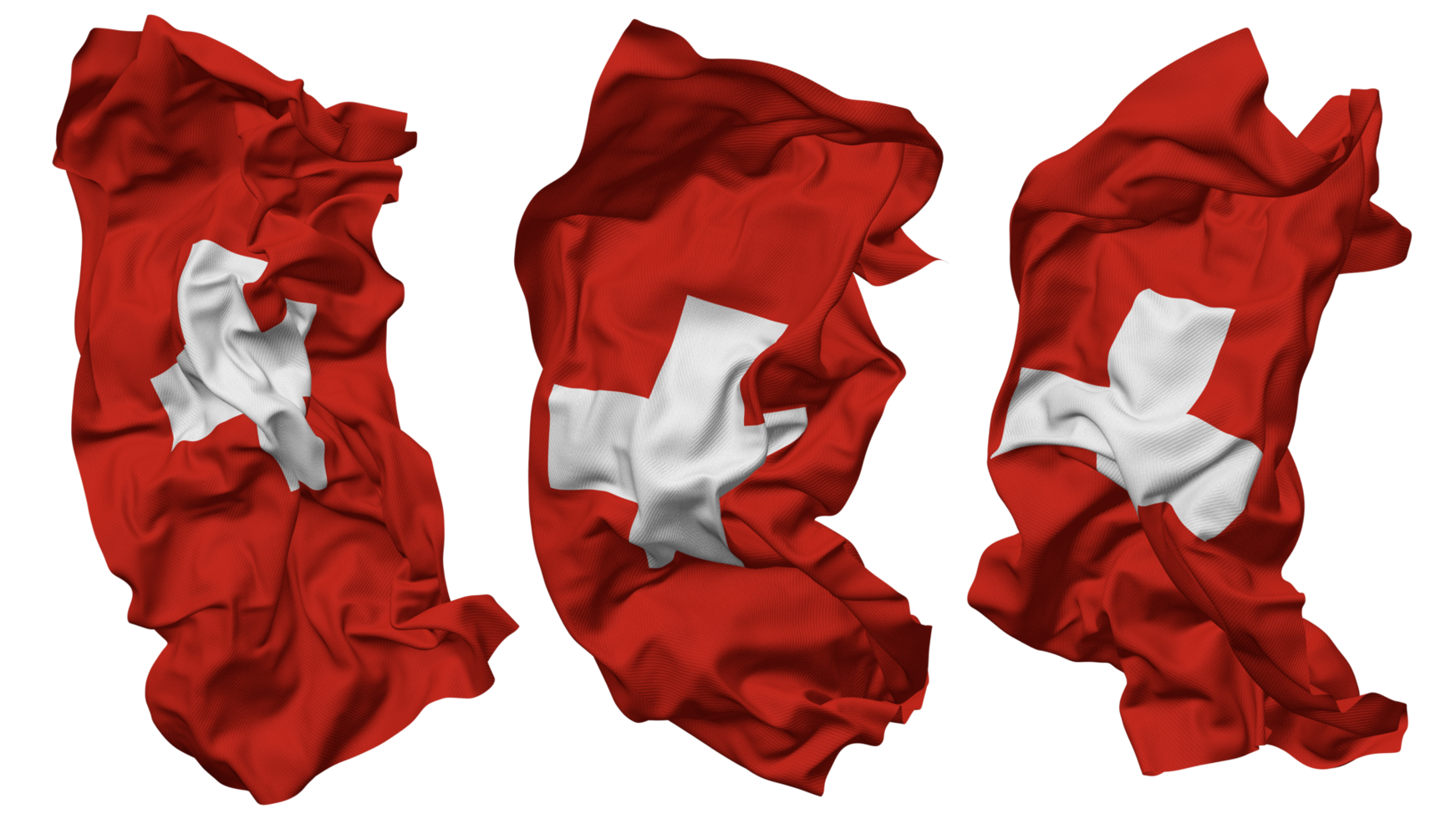 Switzerland Flag Waves Isolated in Different Styles with Bump Texture, 3D Rendering png