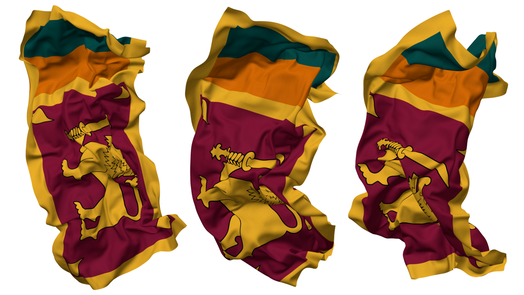 Sri Lanka Flag Waves Isolated in Different Styles with Bump Texture, 3D Rendering png