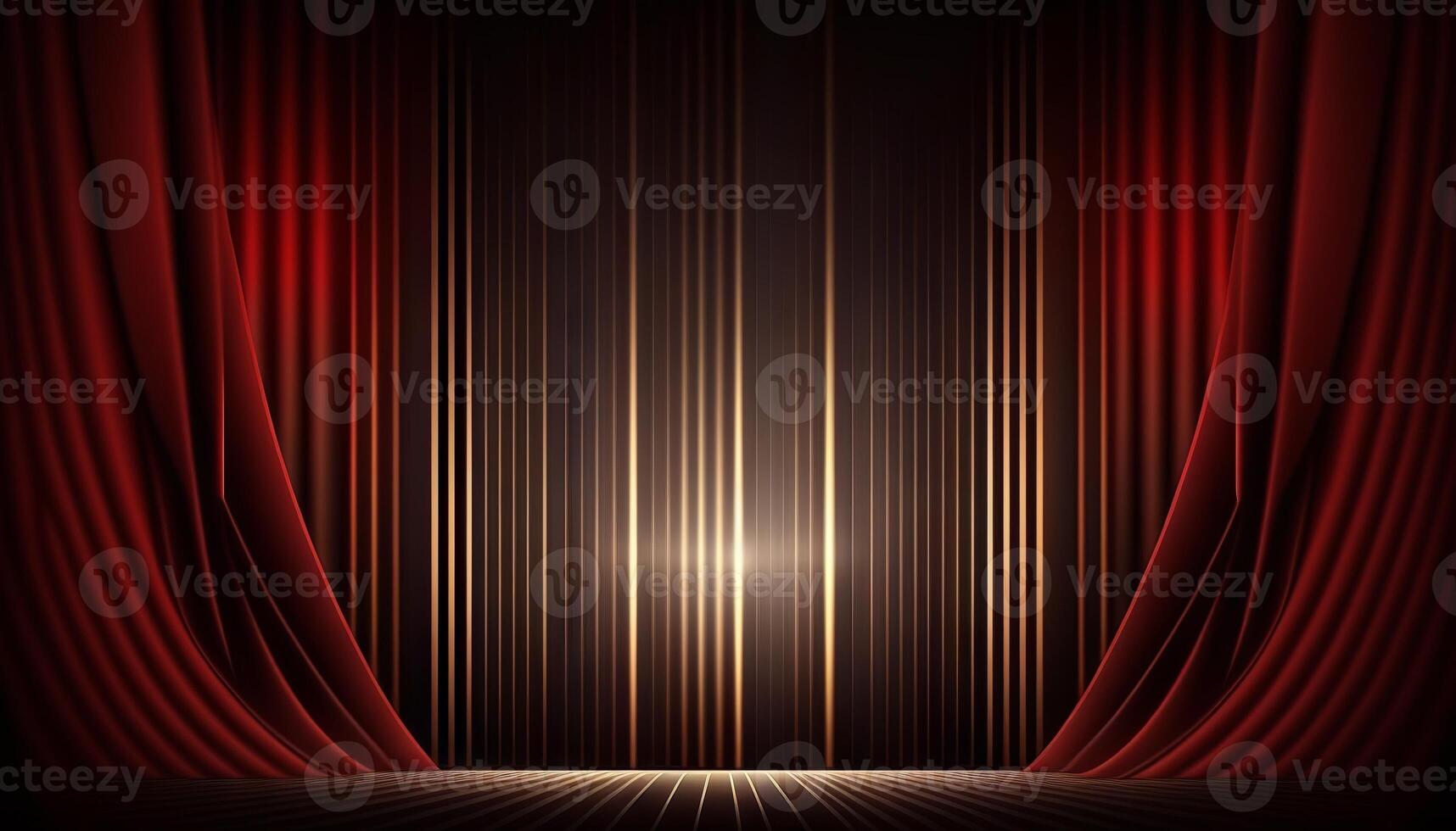 Red Maroon Golden Curtain Stage Award Background. Trophy on Red Carpet Luxury Background. photo