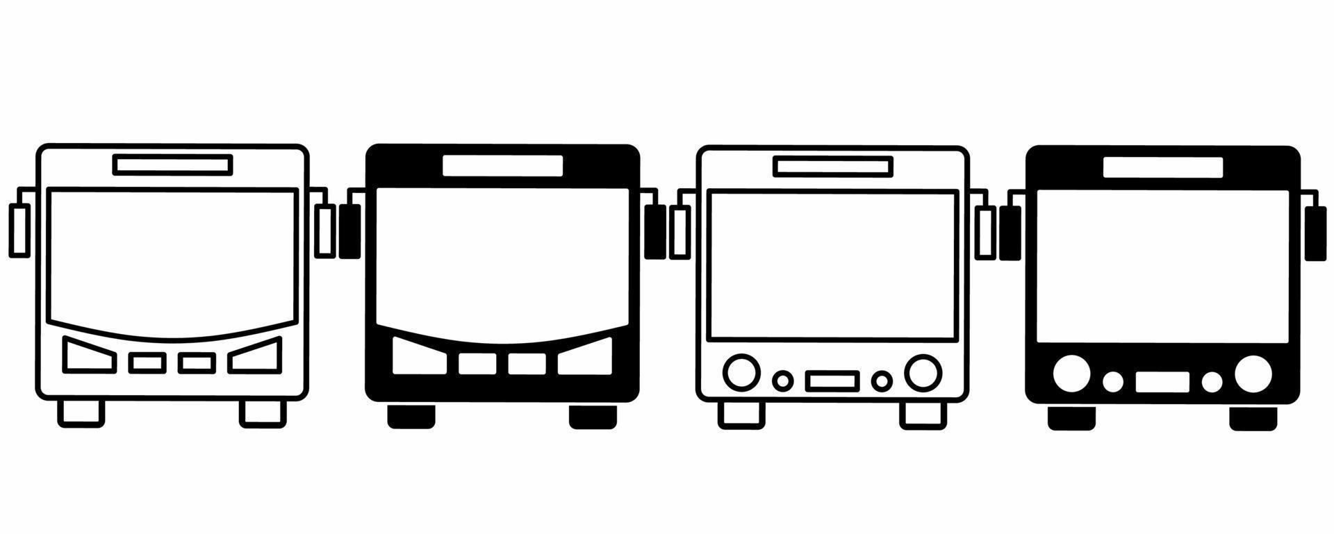 outline silhouette bus icon set isolated on white background vector