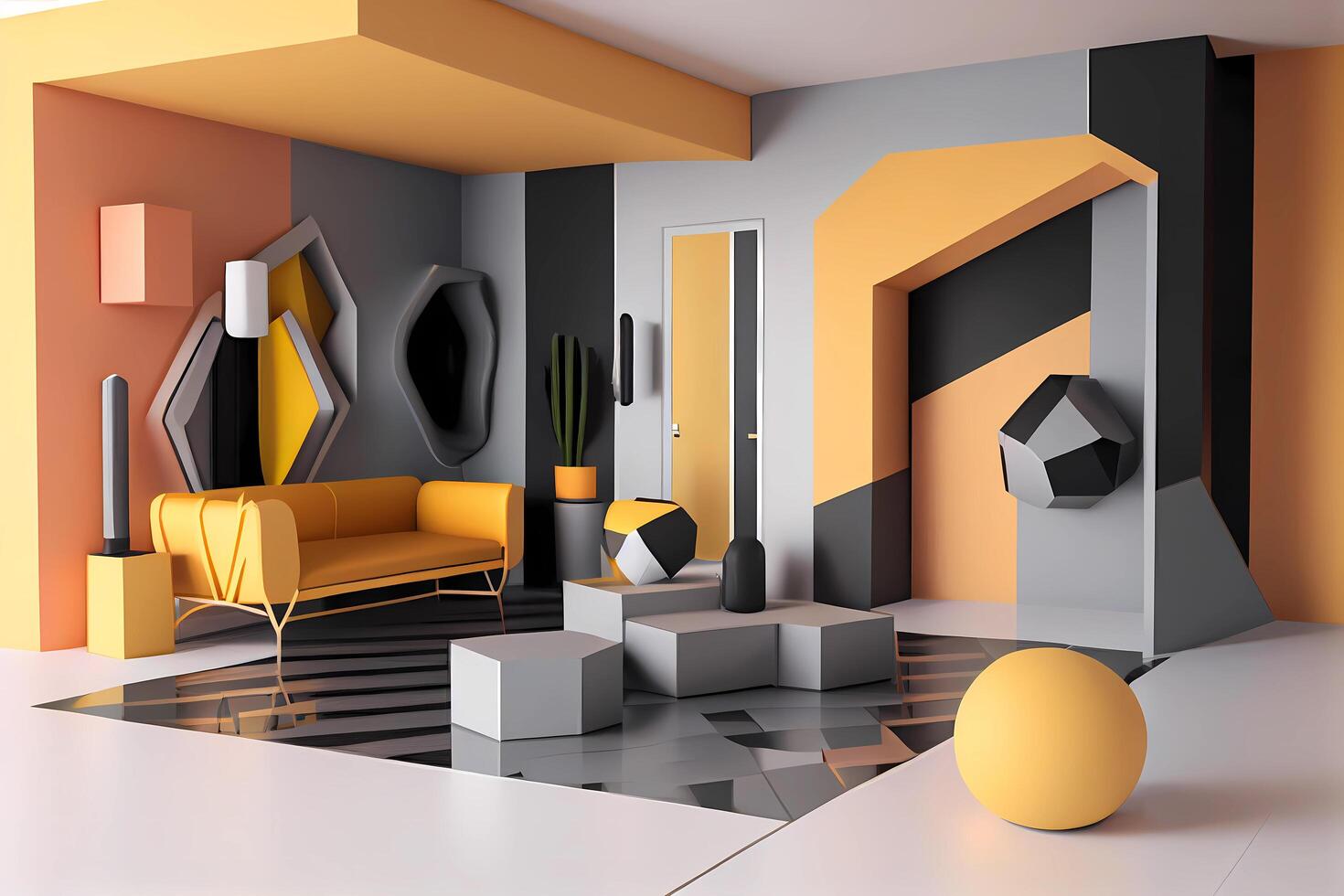 3d room interior design with geometric shapes 22037263 Stock Photo at