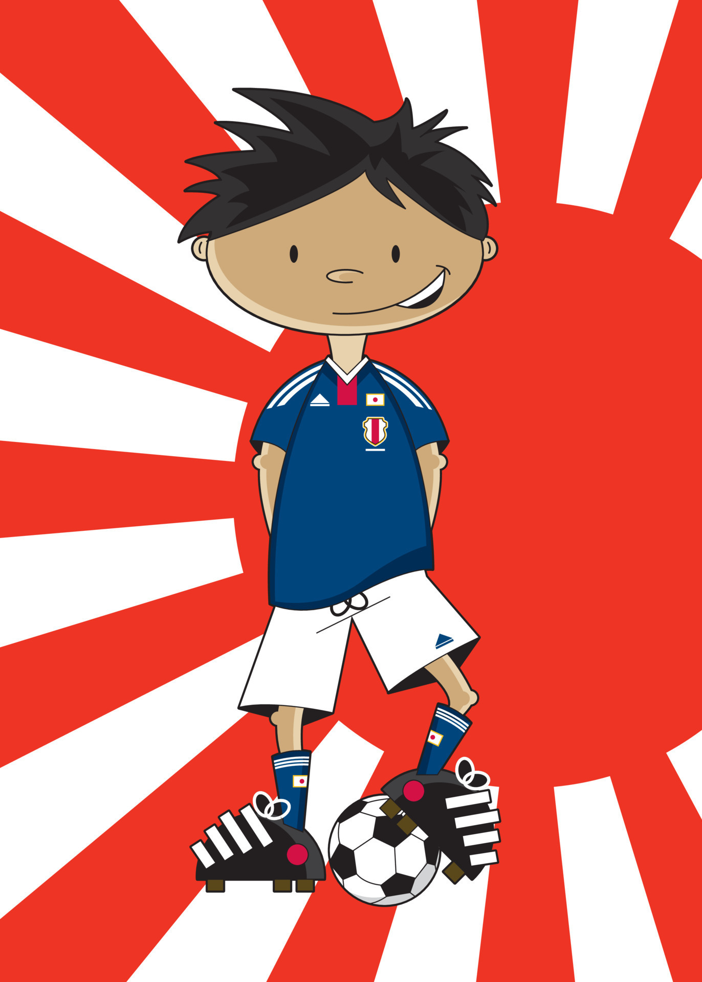 Cute Cartoon Japanese Football Soccer Player - Sports Illustration 