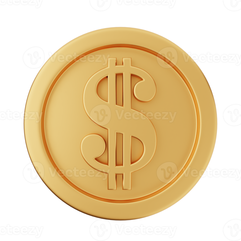 3d pièce de monnaie or dollar argent bronze png