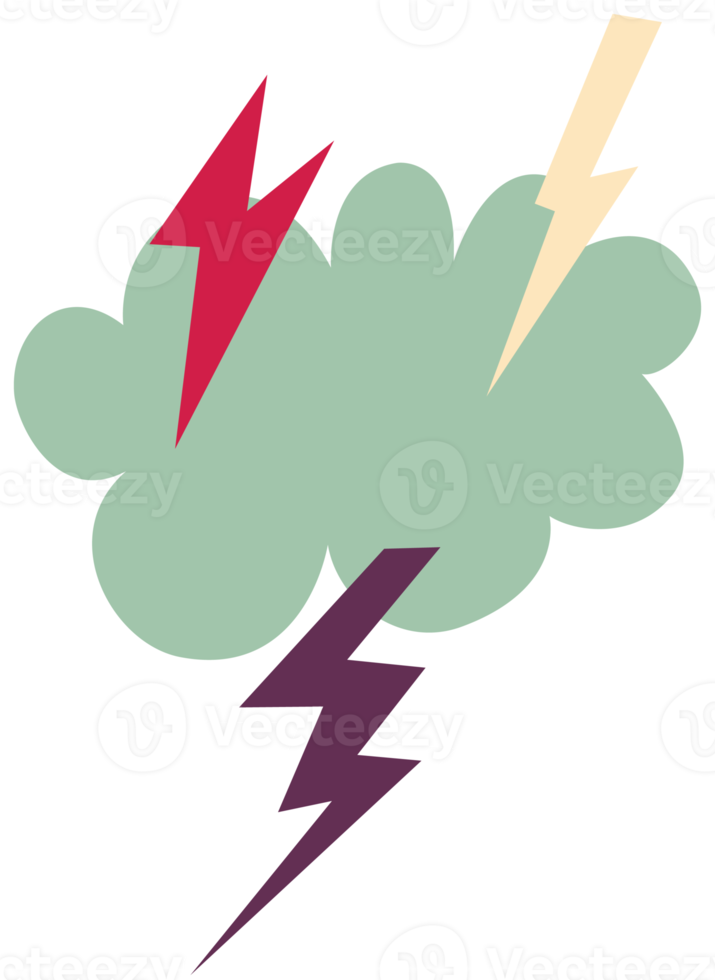Color sticker of groove psychedelic lightning element. Retro design icons. Doodle style graphic. Vintage trippy cartoon 60 70 80 90 trend PNG illustration