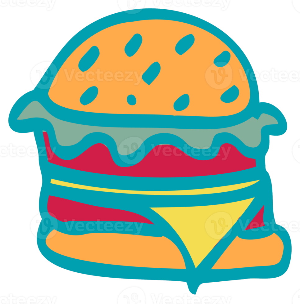 Color sticker of groove psychedelic food elements. Retro design of icons Doodle style graphic Vintage trippy cartoon 60 70 80 90 trend PNG illustration