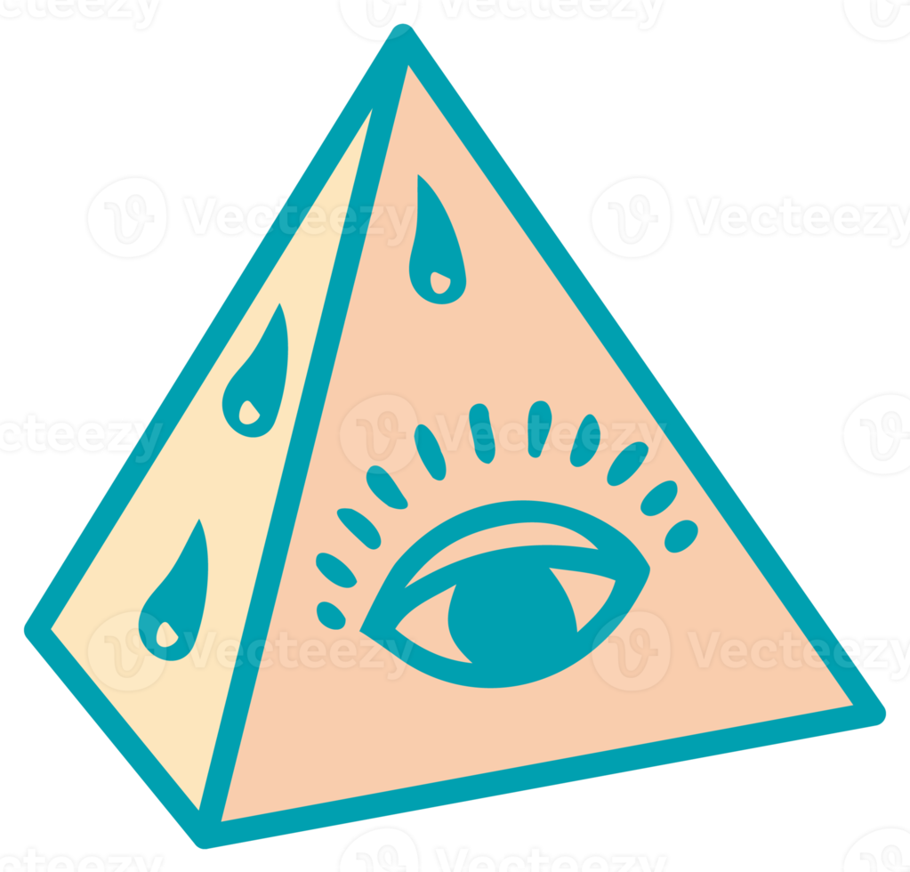 kleur sticker van groef psychedelisch oog retro ontwerp van hipster pictogrammen tekening stijl grafisch. wijnoogst trippy tekenfilm. 60 70 80 90 modieus PNG illustratie symbolen