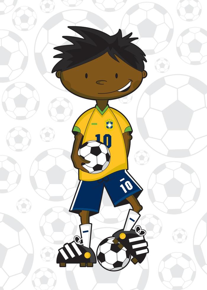 Cute Cartoon Brazilian Football Soccer Player - Sports Illustration vector