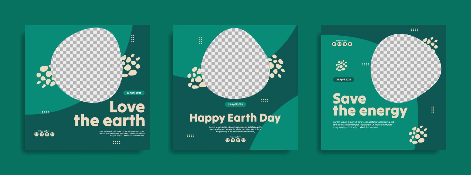 World earth Day social media post template design vector