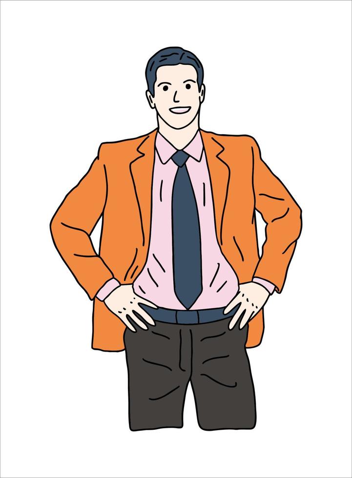 Illustration icon of gesture man doing presentation at meeting. really good for icon of presentation icon for your business vector