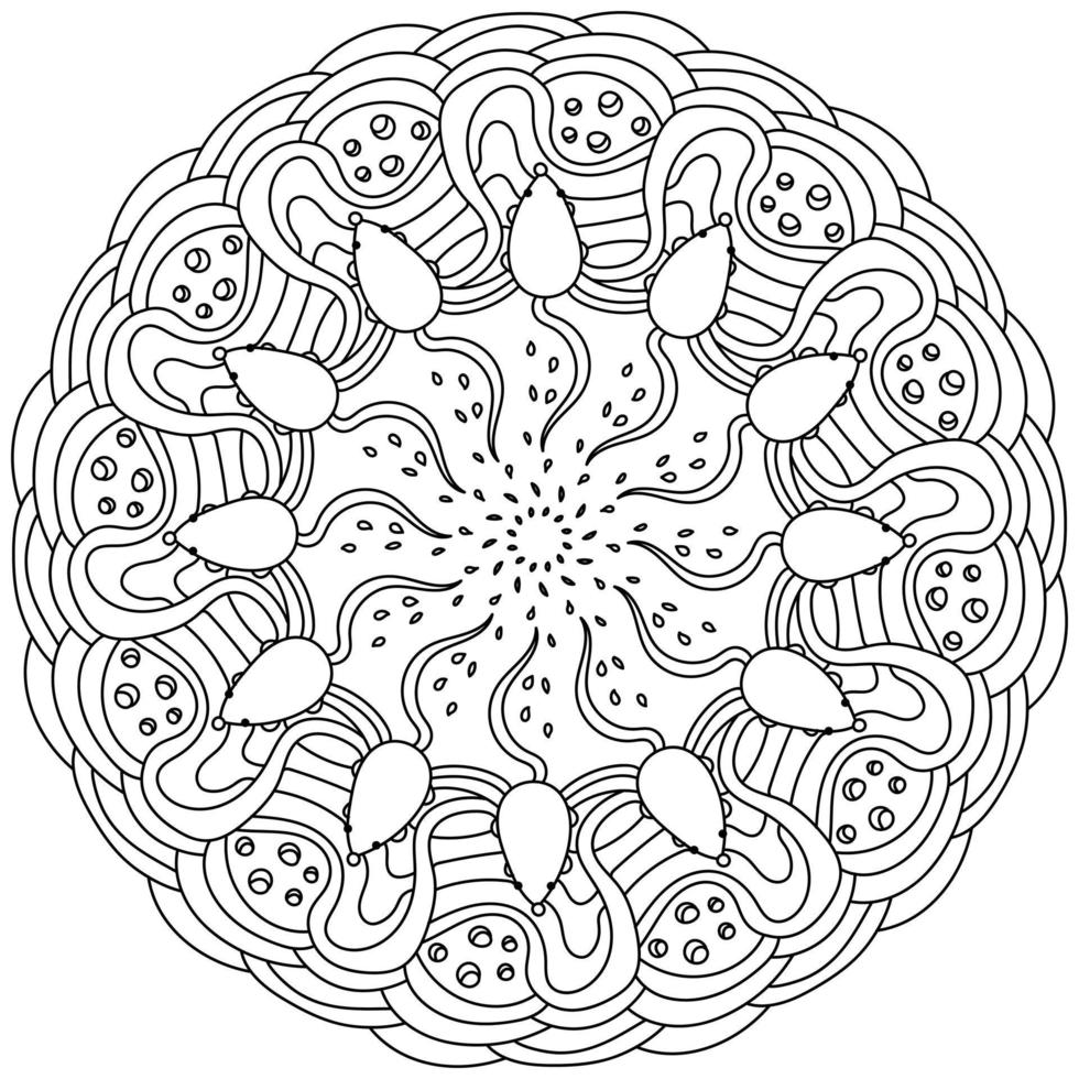 gracioso mandala con ratones mirando para queso, actividad colorante página vector