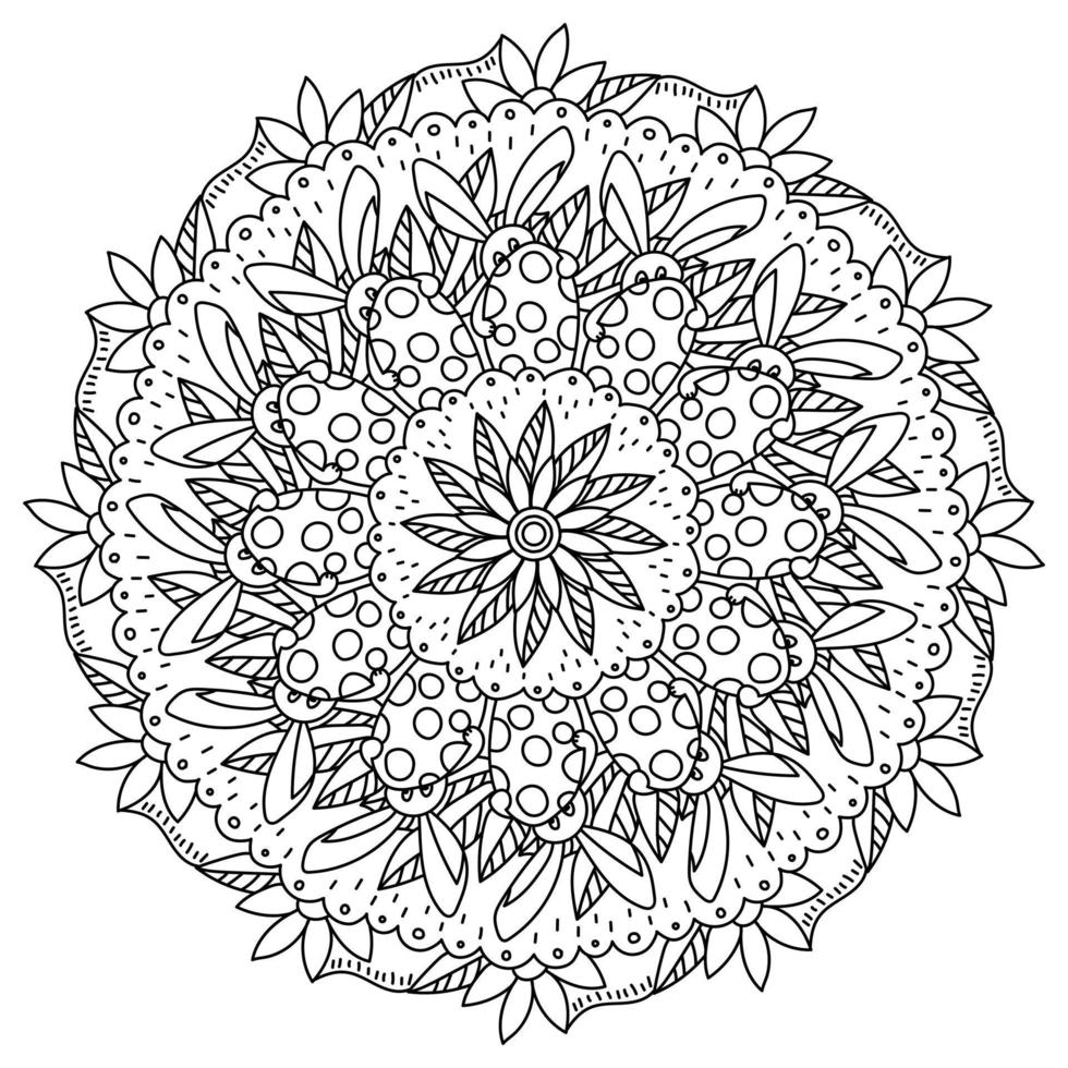 Mandala with rabbit and Easter eggs, coloring page for holiday activity vector