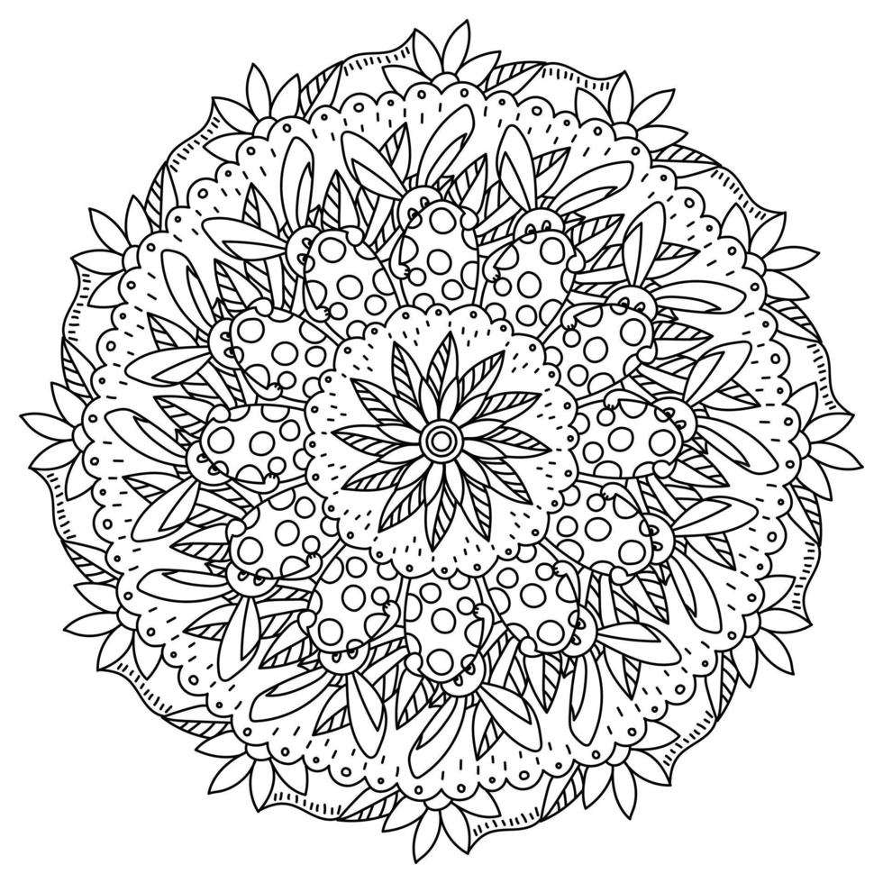 Mandala with rabbit and Easter eggs, coloring page for holiday activity vector