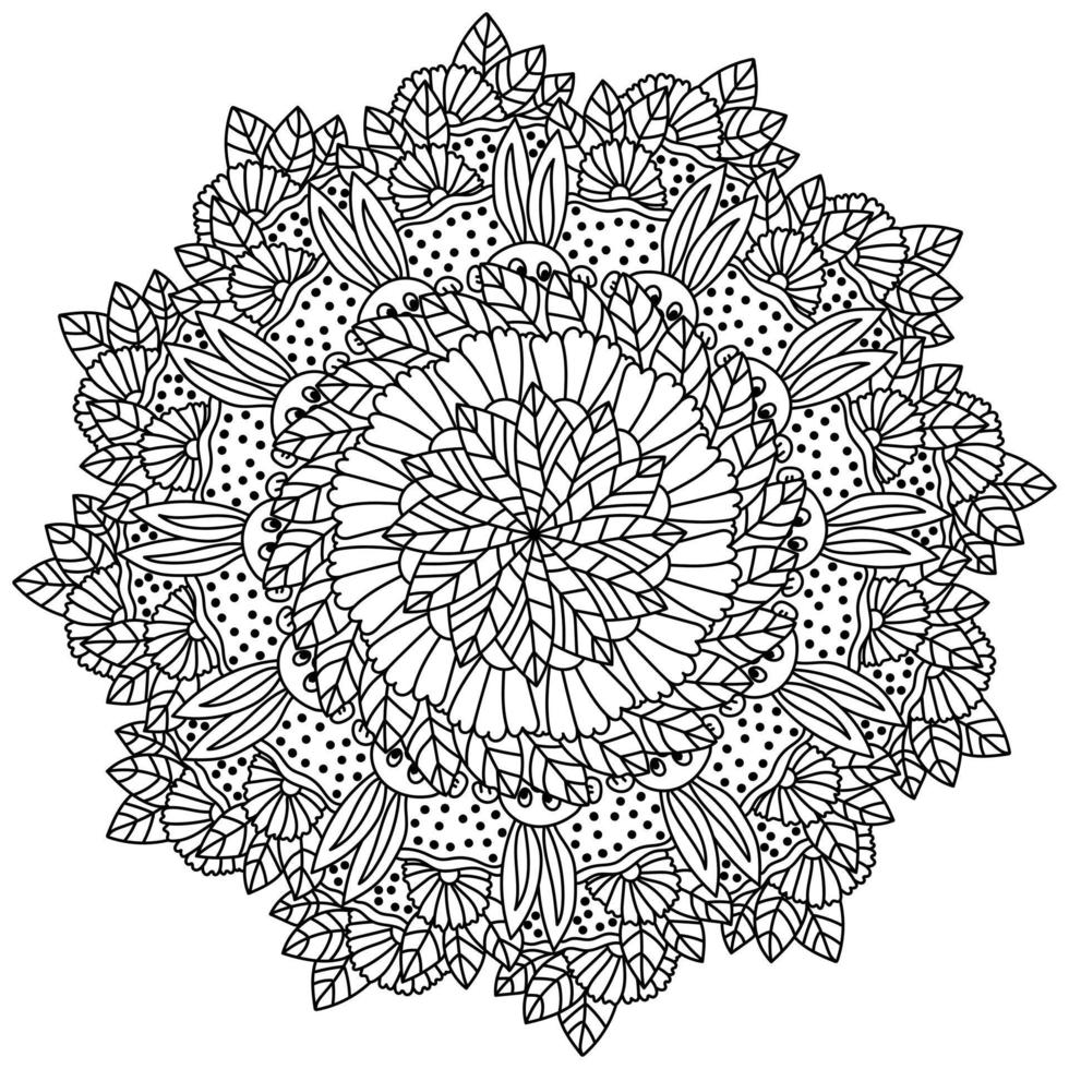 Mandala with Easter bunny in flowers and leaves, coloring page for holiday activity vector