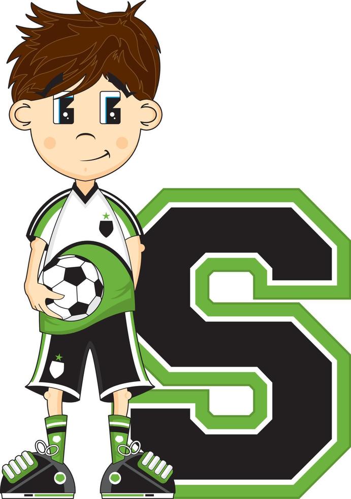 S is for Soccer Player - Alphabet Learning Educational Sports Illustration vector