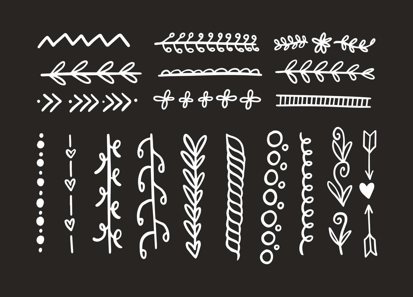 Hand drawn line art divider set and calligraphy elements vector art.