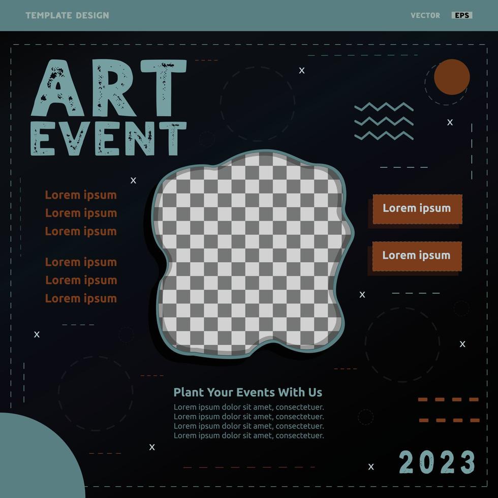 Art event social media post template design. Great for promoting and announcing your best events vector