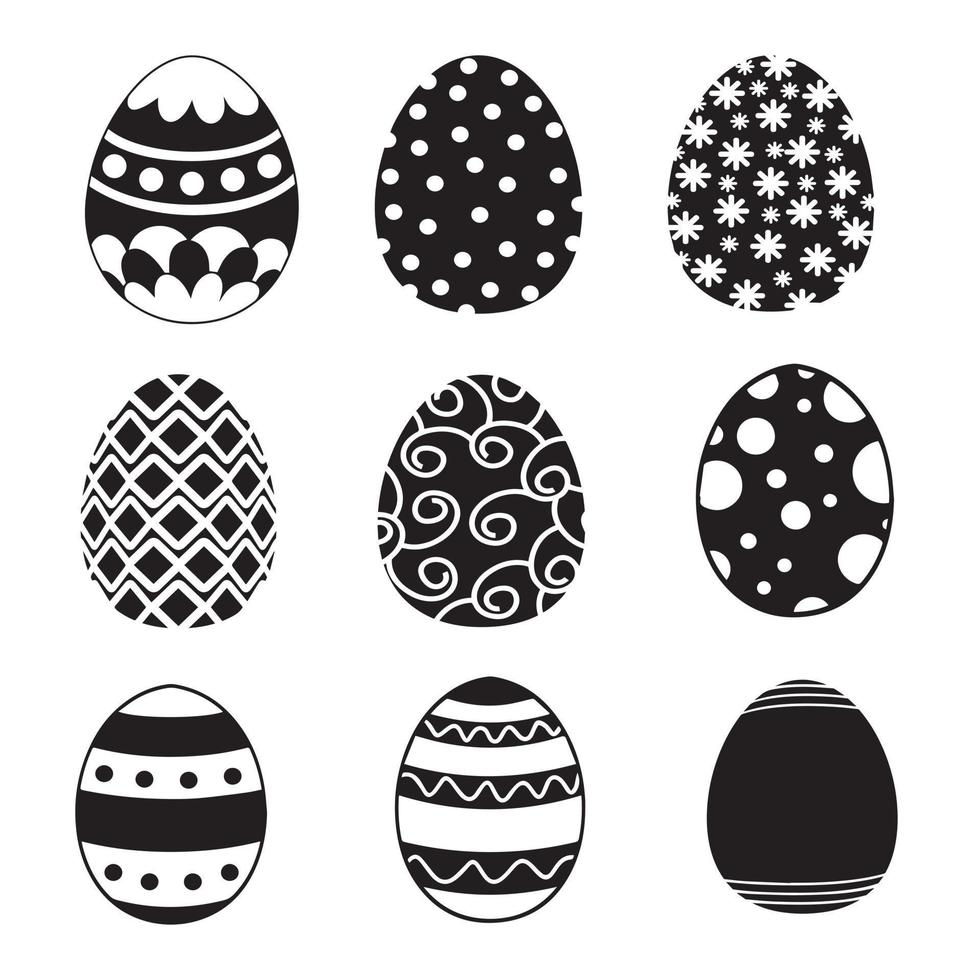 easter egg silhouette set vector