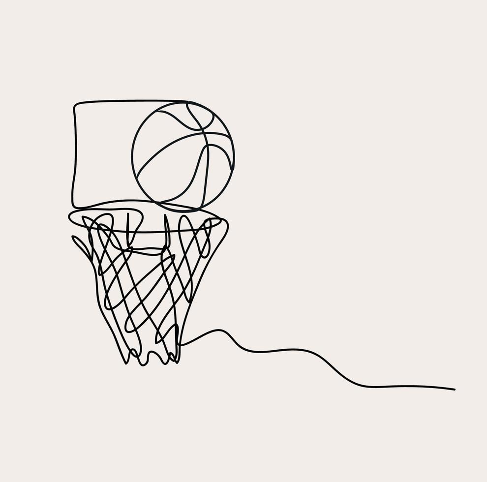 Minimalist Basketball Line Art, Ball Game Outline Drawing, Sport Illustration, Vector Player