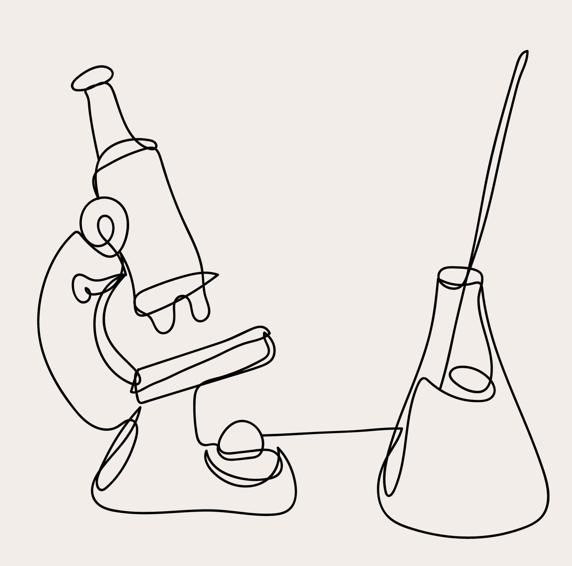 Minimalist Chemistry Equipment Line Art, Science Outline Drawing ...
