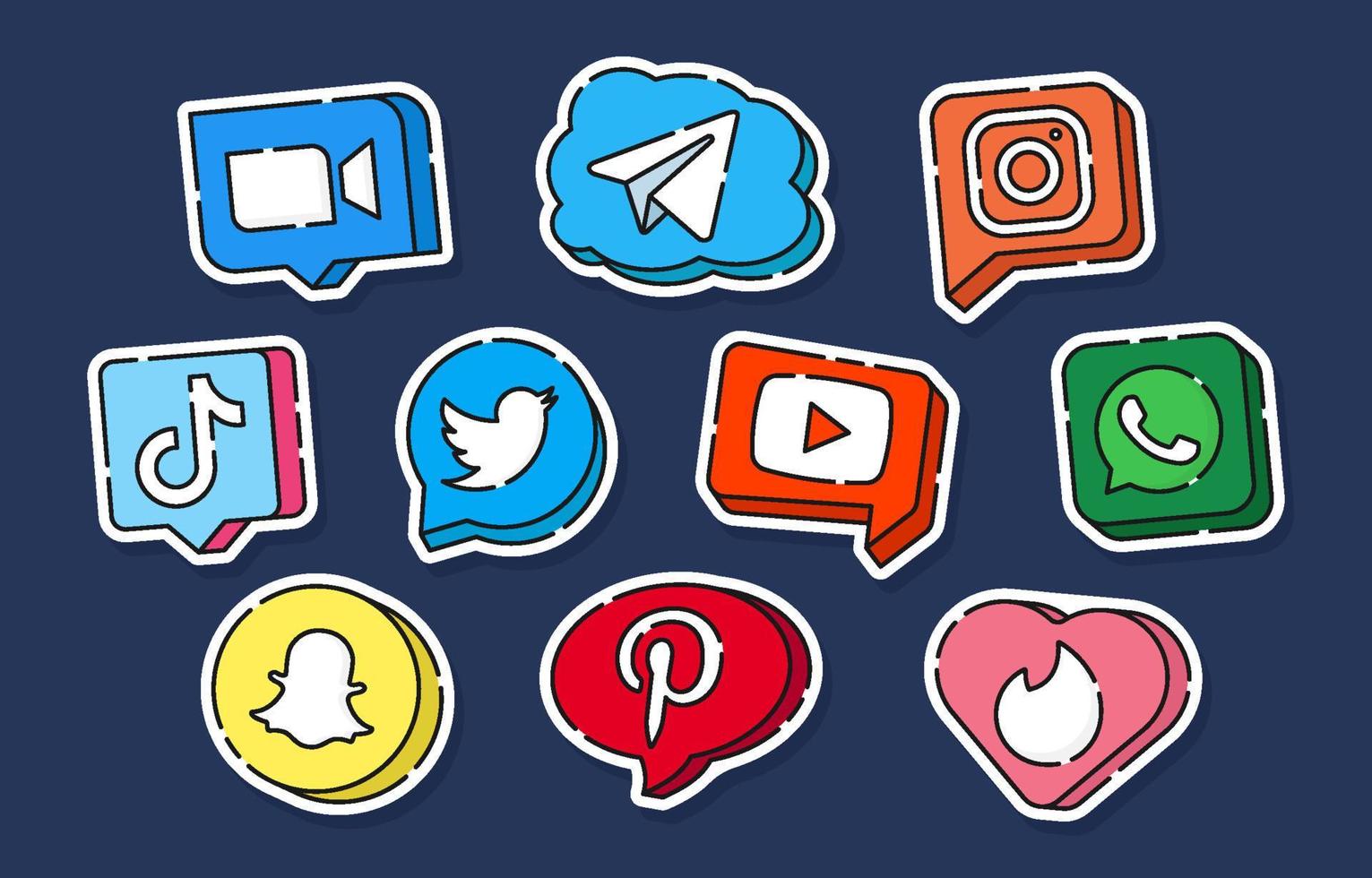 Trendy Social Media Sticker Set vector