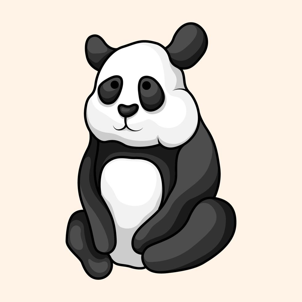 linda panda mano dibujado ilustración vector