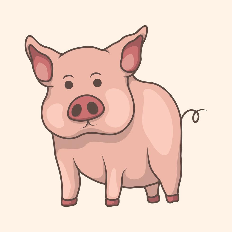 Cute Pig Hand Drawn Illustration vector