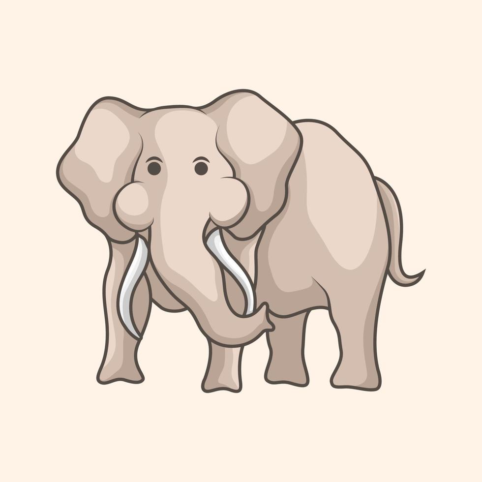 linda elefante mano dibujado ilustración vector