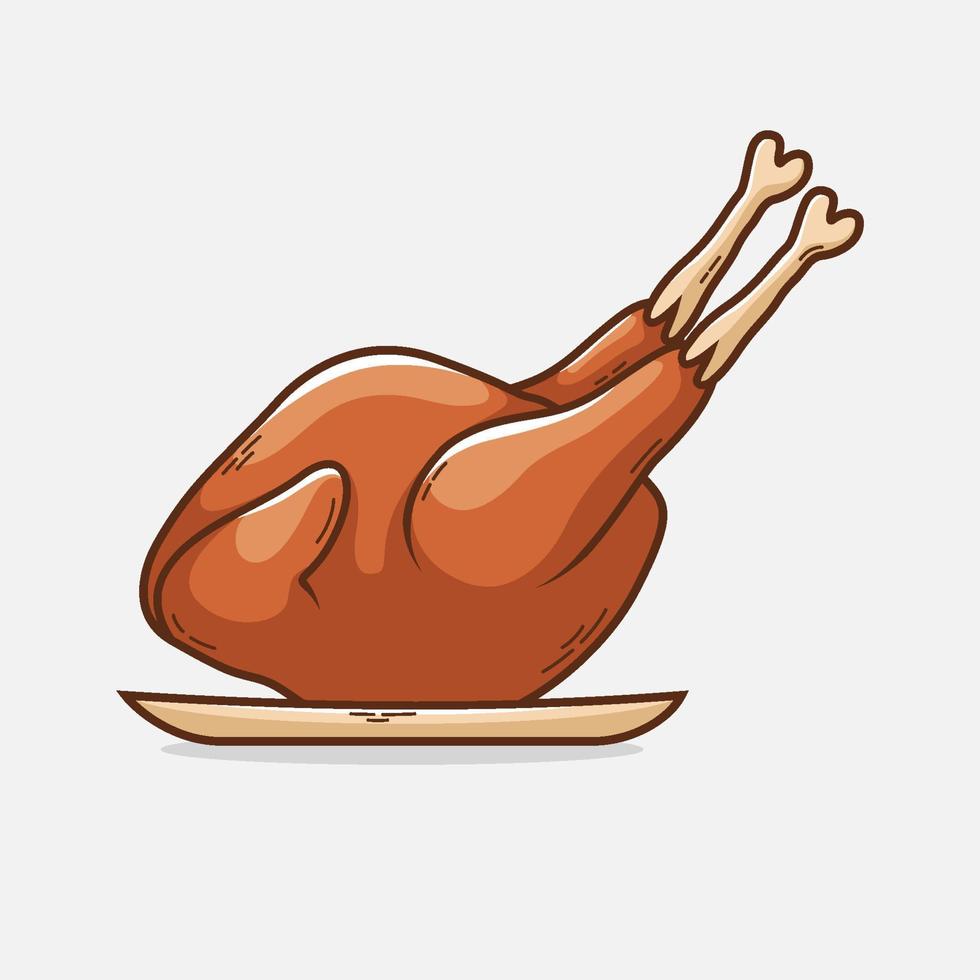 Hand Drawn Delicious Roast Chicken Illustration vector