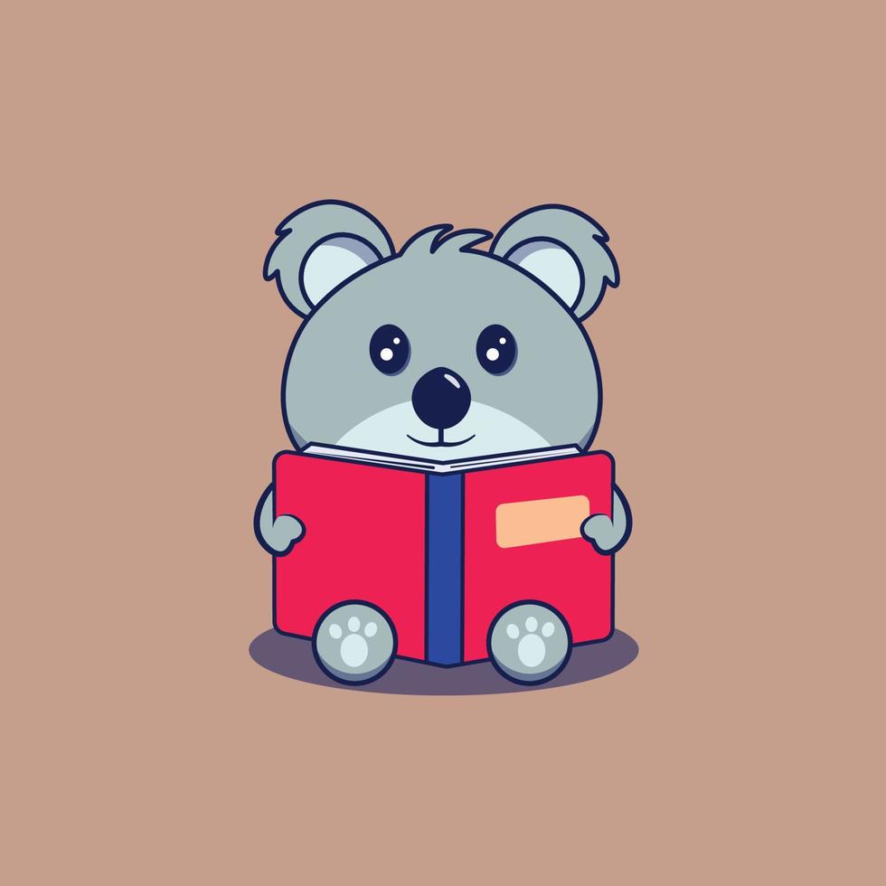 cute koala reading a book vector illustration