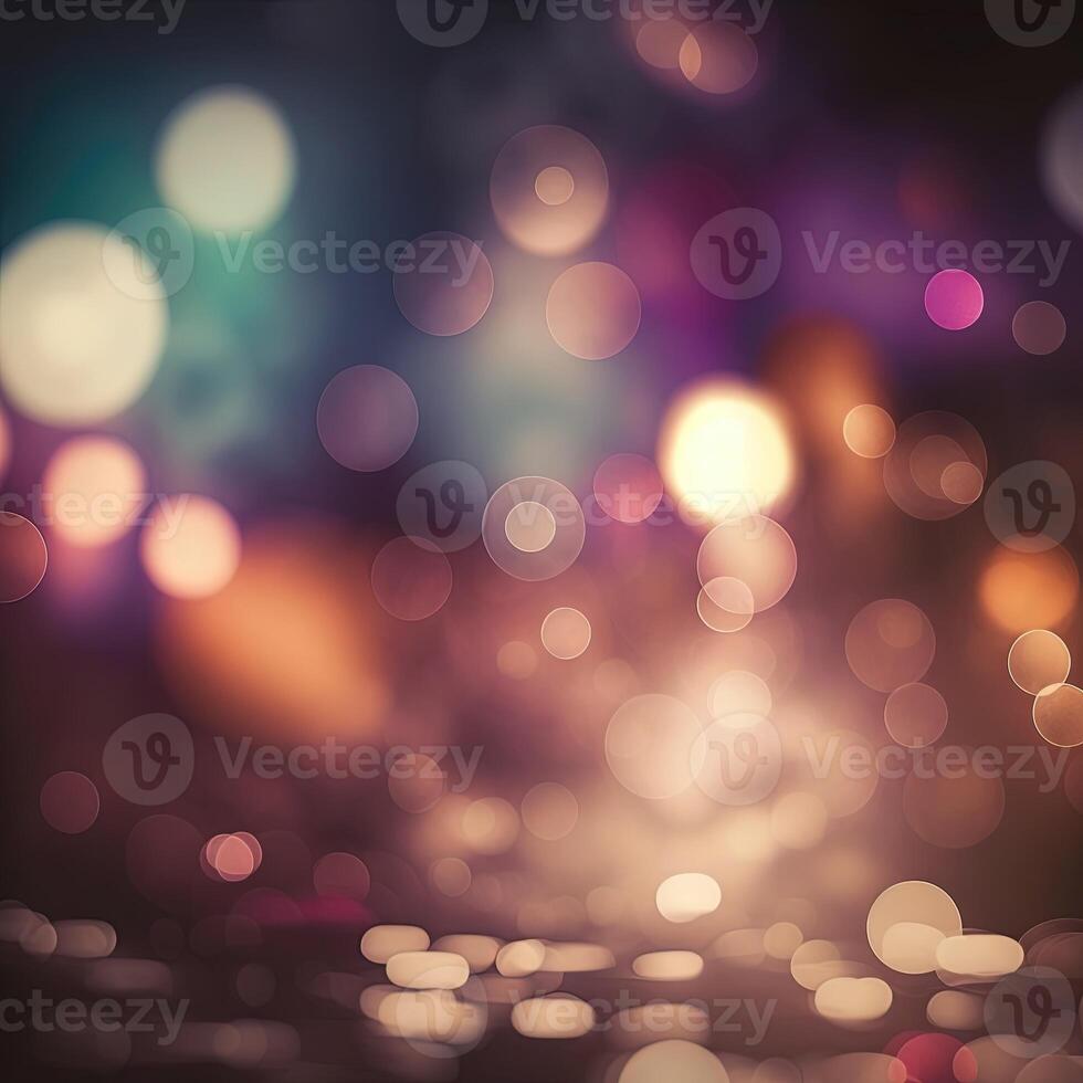 Romantic festive blurred background with bokeh lights effects. photo