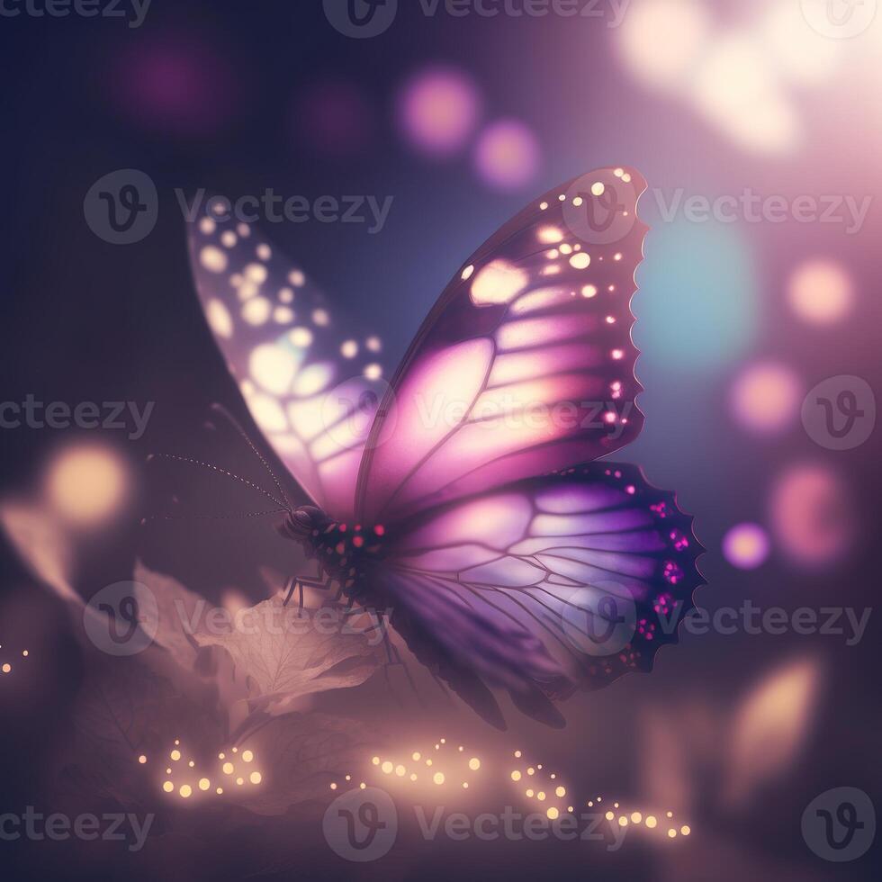 Beautiful butterfly on a fabulous blurred background. . photo