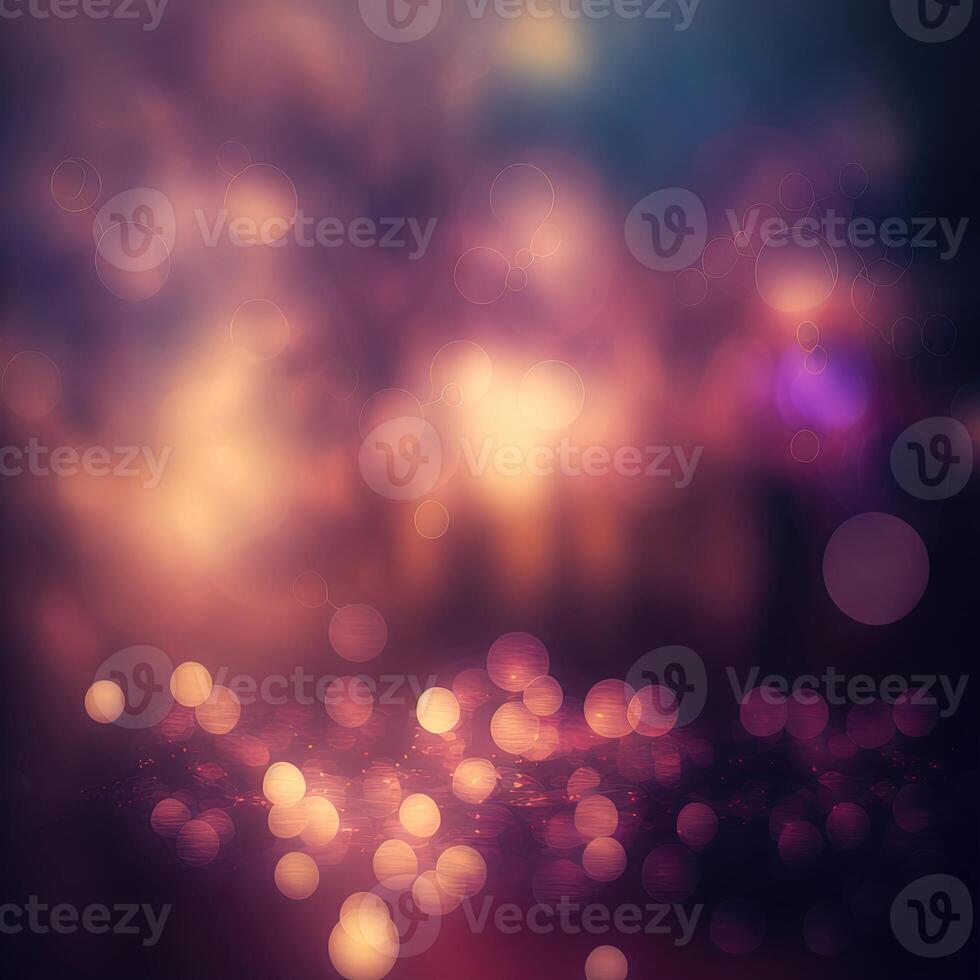 Romantic festive blurred background with bokeh lights effects. photo