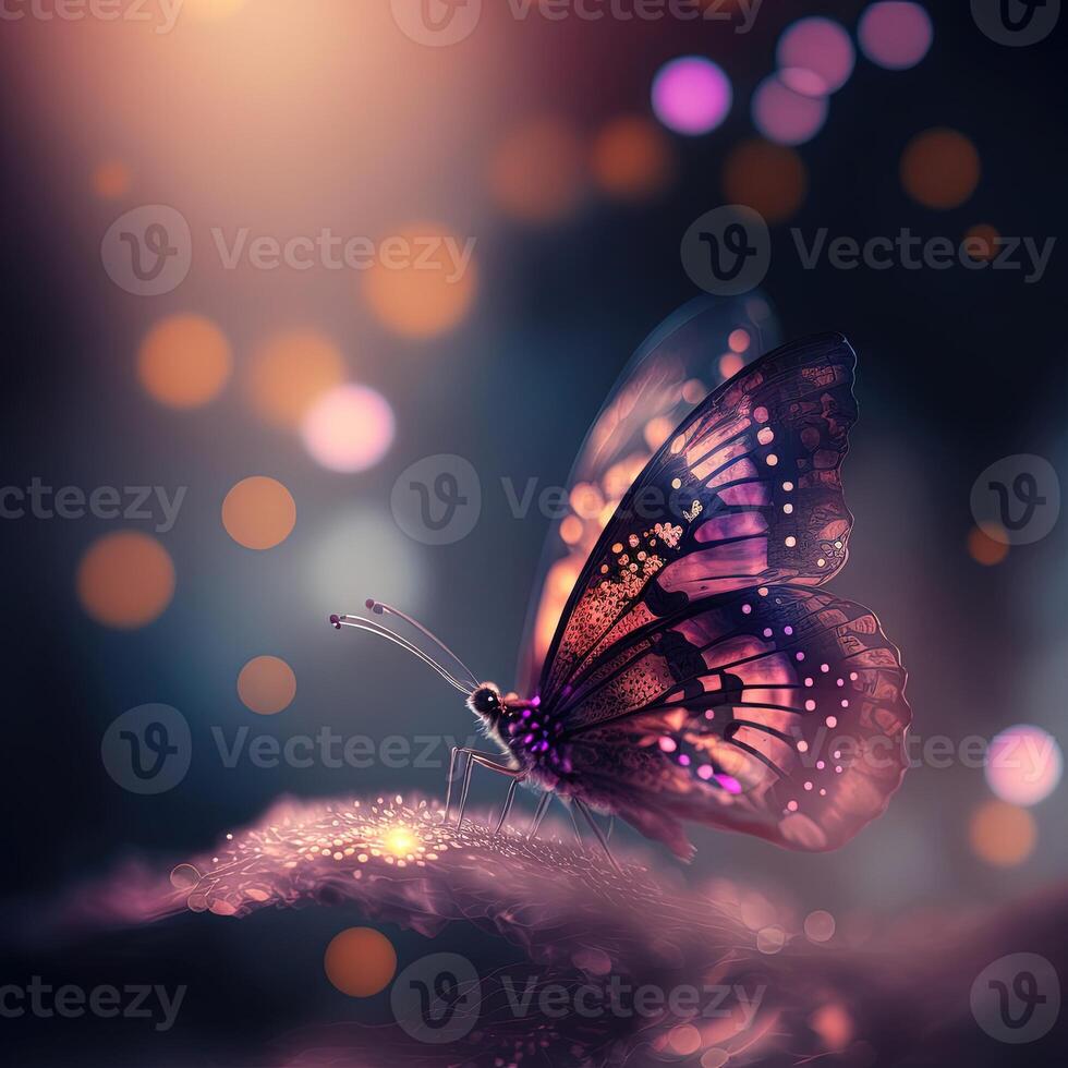 Beautiful butterfly on a fabulous blurred background. . photo