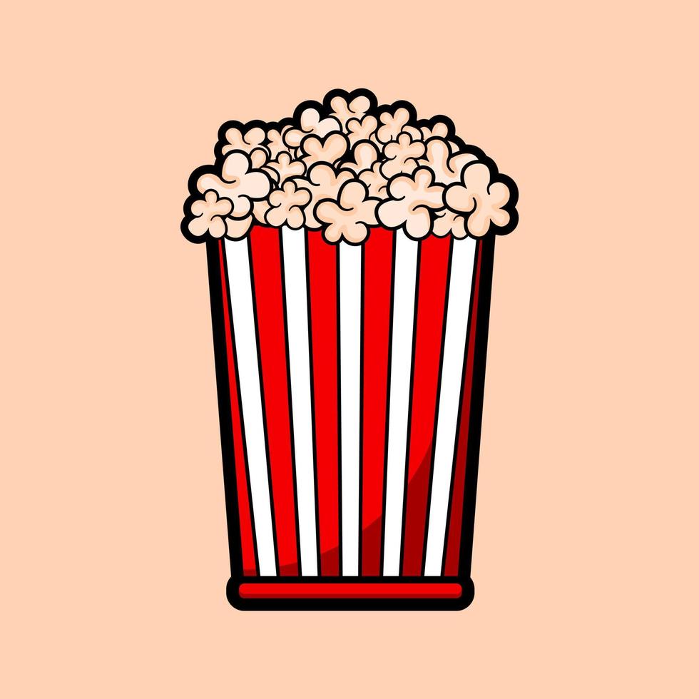 Popcorn vector illustration. Vector icon popcorn. Isolated on brown background. Food for the cinema