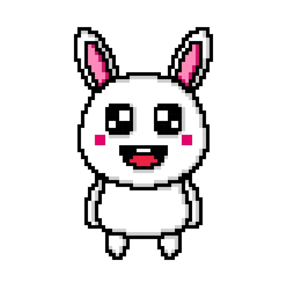 cute rabbit pixel art design vector kawaii