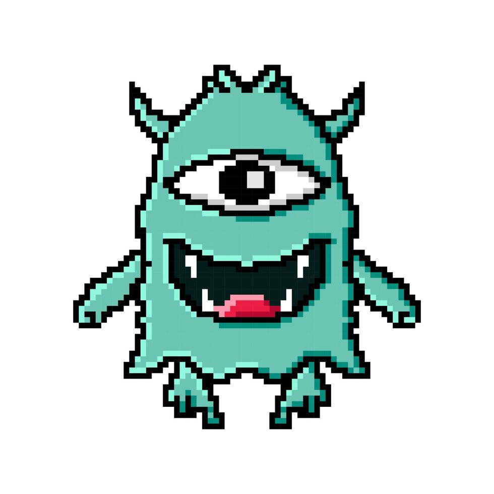 pixel art cute monster design vector