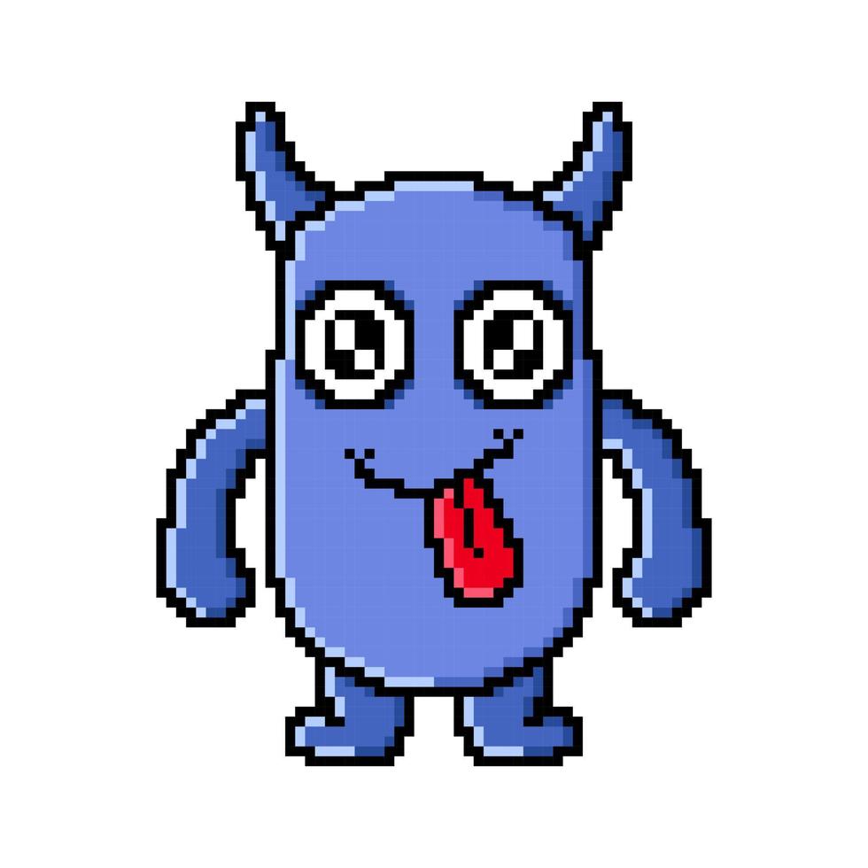 Pixel art happy illustration monster design kawaii vector