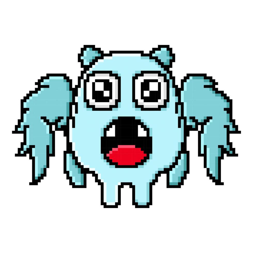 Pixel art cute flying monster design mascot kawaii vector
