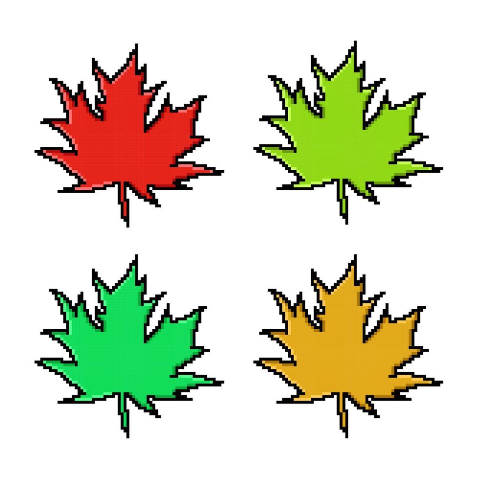 Pixel art maple leaf illustration design vector