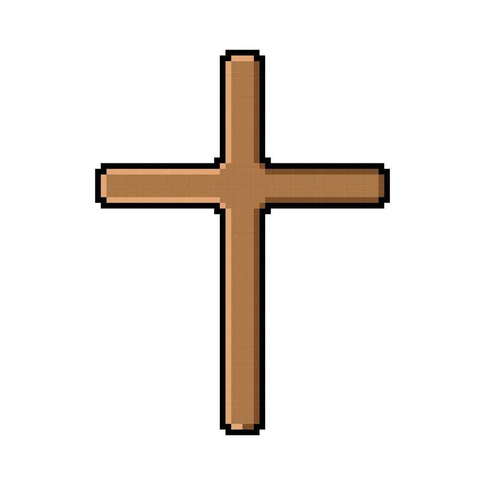 pixel art wooden cross vector