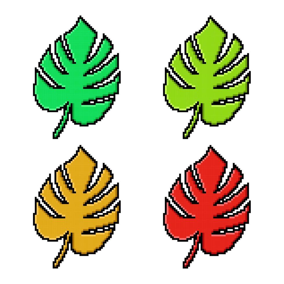 Pixel art tropical leaf design vector