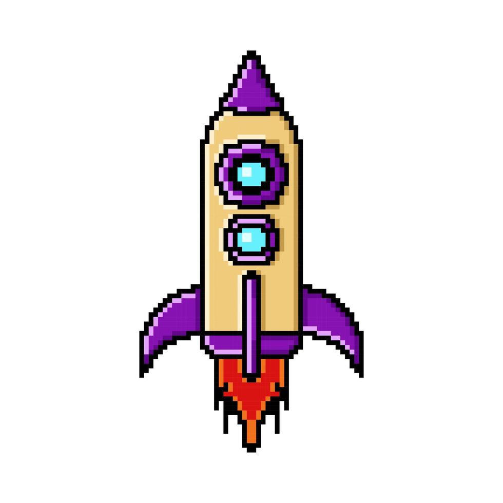 Pixel art illustration rocket design vector