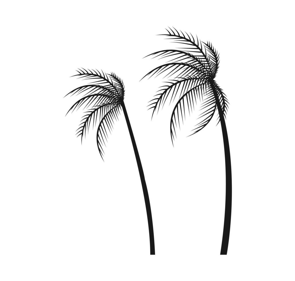 storm palm tree silhouette vector