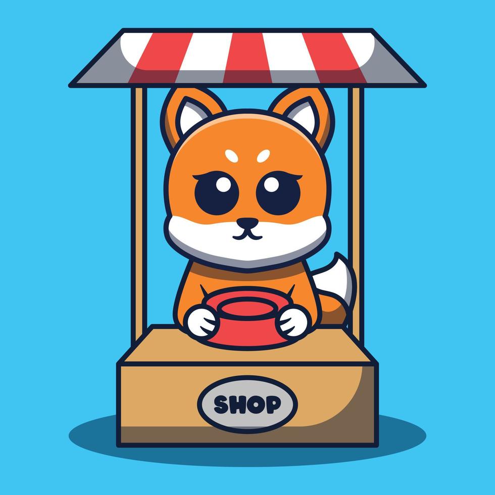 Cute shopkeeper fox character cartoon vector illustration