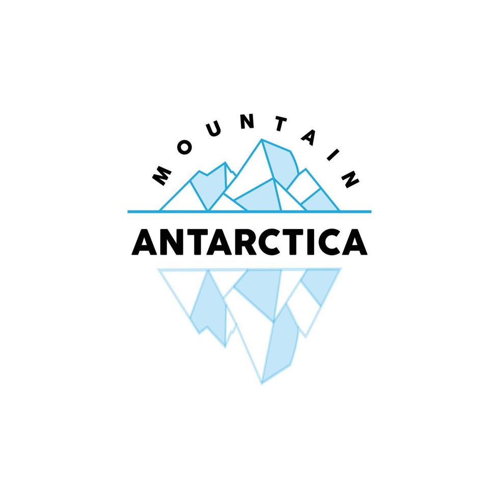 iceberg logo, antártico montañas vector en hielo azul color, naturaleza diseño, producto marca ilustración modelo icono