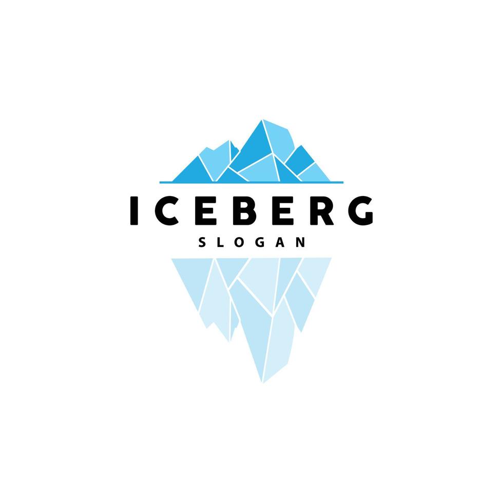 Iceberg Logo, Antarctic Mountains Vector In Ice Blue Color, Nature Design, Product Brand Illustration Template Icon